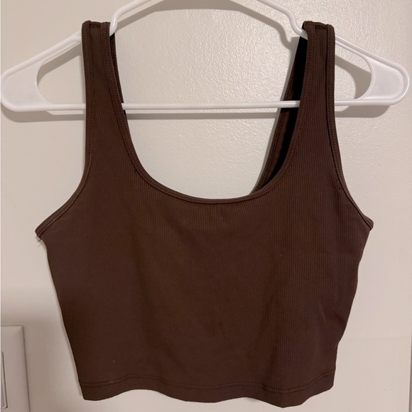 aerie Other - Aerie Ribbed Chocolate Brown Scoop Neck Sports Bra Medium Offline American Eagle